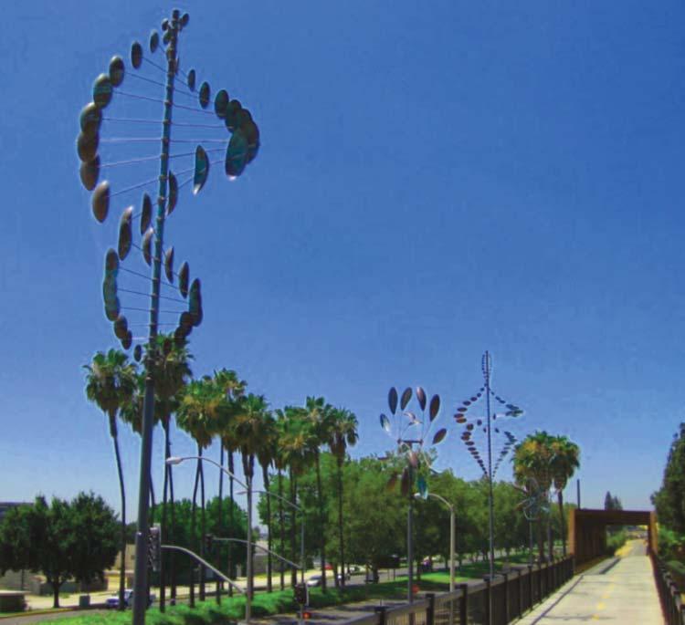 Wind Sculptures: Located west of Mills; at Five Points; and