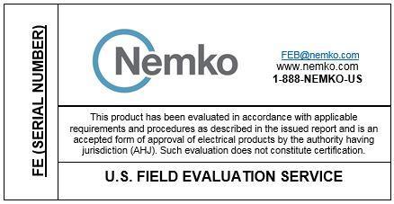 categories of unapproved electrical equipment installed in the, with review and approval of the tests 5. Nemko North America, Inc.