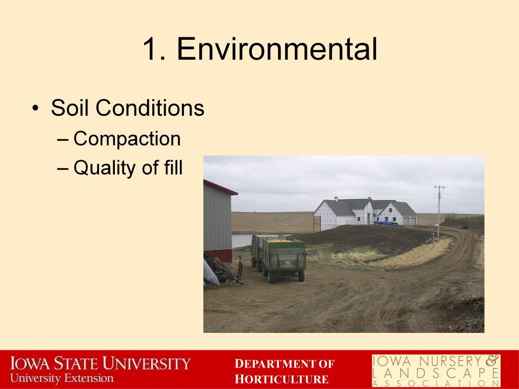 In addition to considering the characteristics of a quality soil as we discussed in Module 3, the soil compaction is proving to be of greater concern.