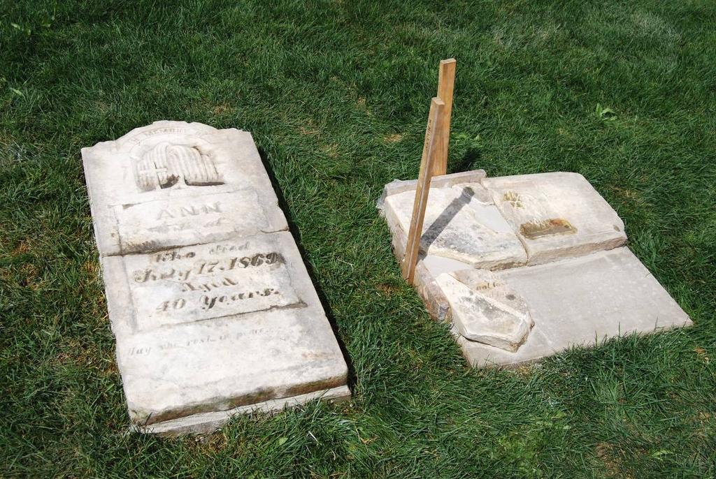 the two original grave markers and their