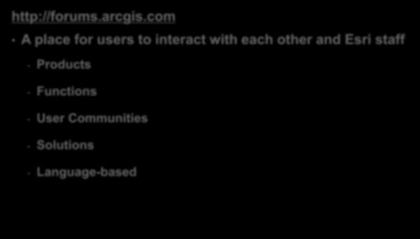 Communities ArcGIS Forums http://forums.