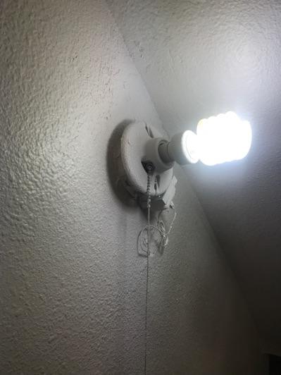 Electrical Lights with exposed bulbs are no longer allowable in closet areas.