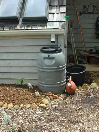 rain barrel Procedure: 1. Place rain barrel under the downspout opening. Maintenance: Clean leaves and debris from top of barrel.