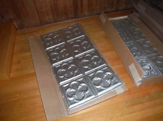 9/9/17 Photo 32 Replica metal ceiling tiles have been delivered.