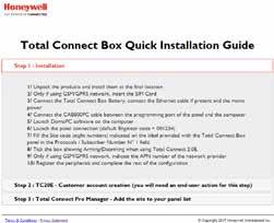 For Total Connect Box and Domonial panels provides with: -