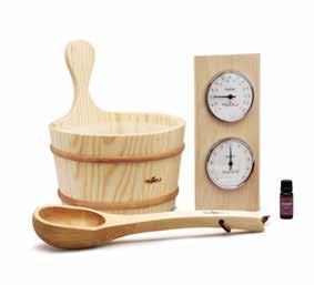 CLASSIC Light wood and stainless steel. CLASSIC GIFT PACKAGE PRO ACCESSORIES Stainless steel accessories. Bucket pro Item no. 9004 1060 Hygrometer/Thermometer pro Item no.