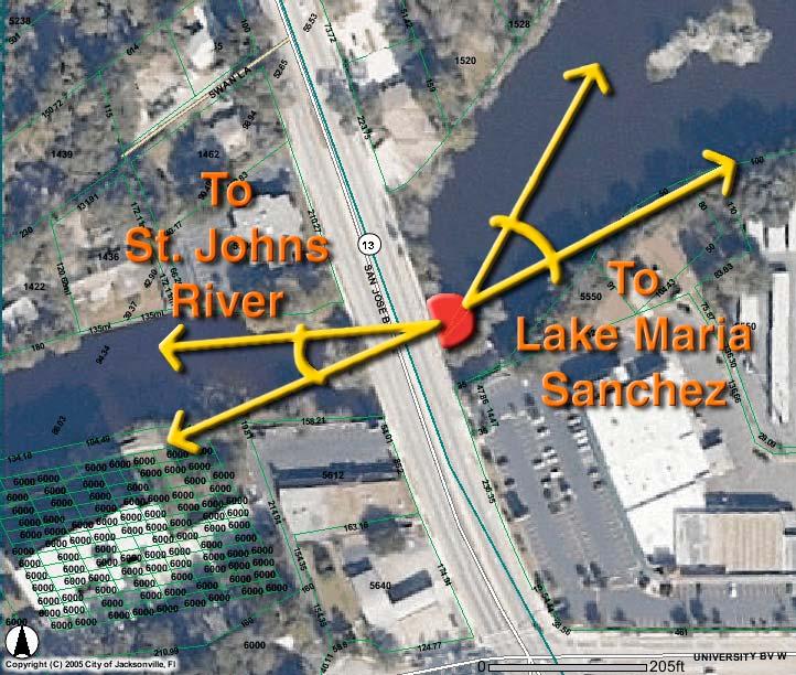 Johns River and to Lake Maria Snachez to the east. It makes an ideal resting place for residents using the sidewalks for passive recreation.