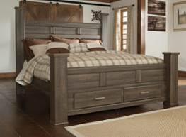 B248 Zelen Replicated vintage oak grain in a warm gray finish with white wax effect Contemporary and chunky group with a clean look Tall generously scaled case pieces with wide pilasters Modern