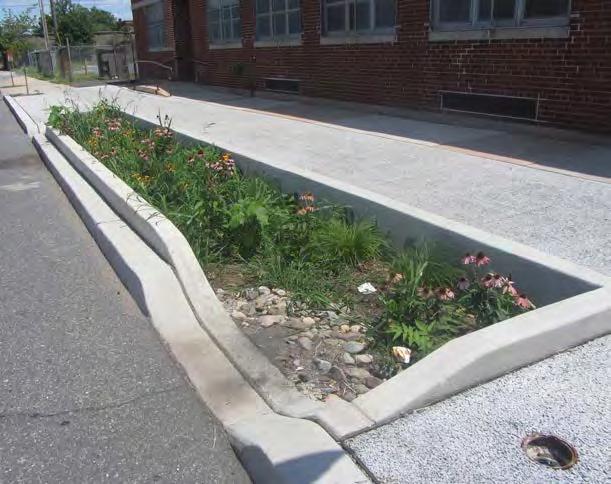 Stormwater planters, like rain gardens, are a type of bioretention system.
