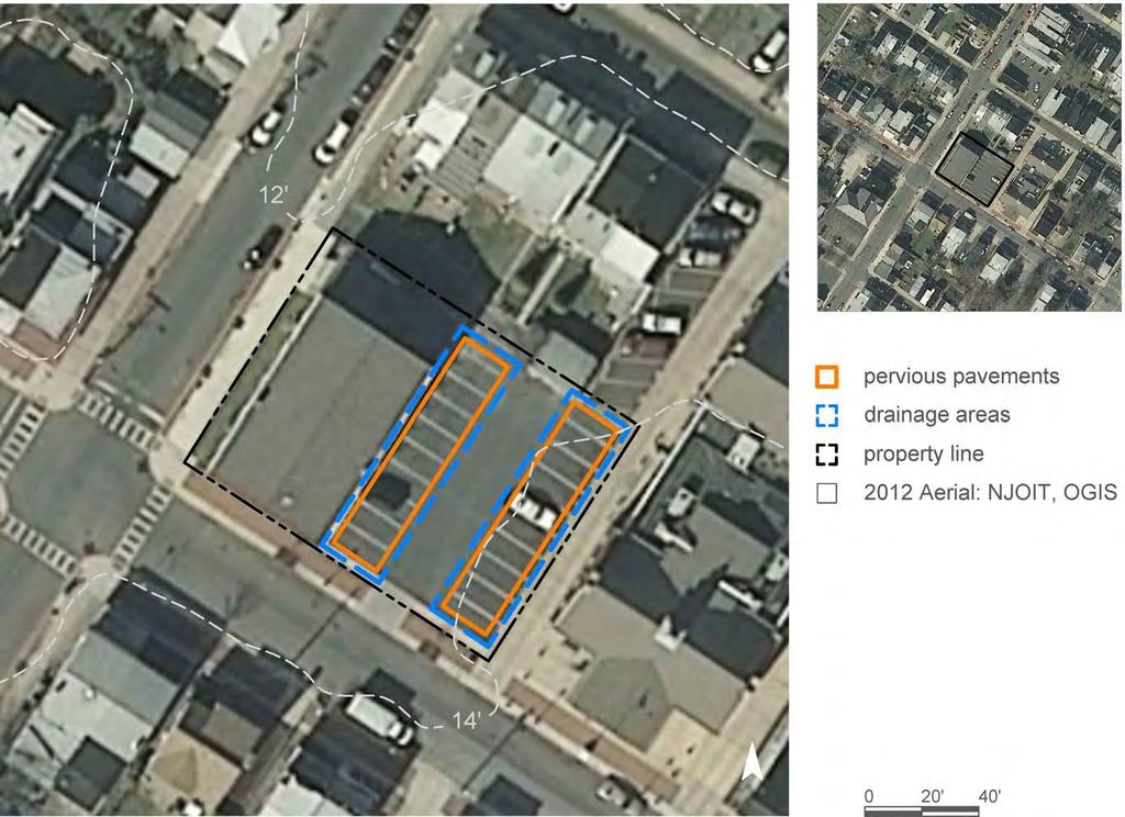 pervious pavement 60 drainage area property line 2012 Aerial: NJOIT, OGIS N 0