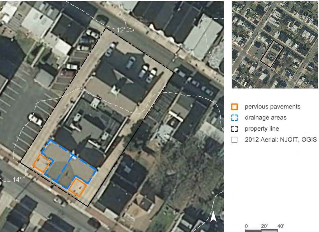 pervious pavement 62 drainage area property line 2012 Aerial: NJOIT, OGIS N 0 20 40