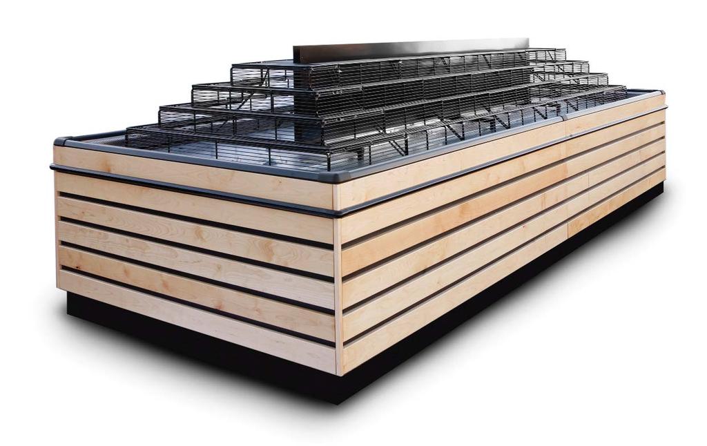 Advantage Refrigerated & Dry Produce Merchandiser with Wood Cladding ARP/ADP 69 63 30 2 High-quality hardwood exterior body that offers an esthetically pleasing fresh from the farm appearance