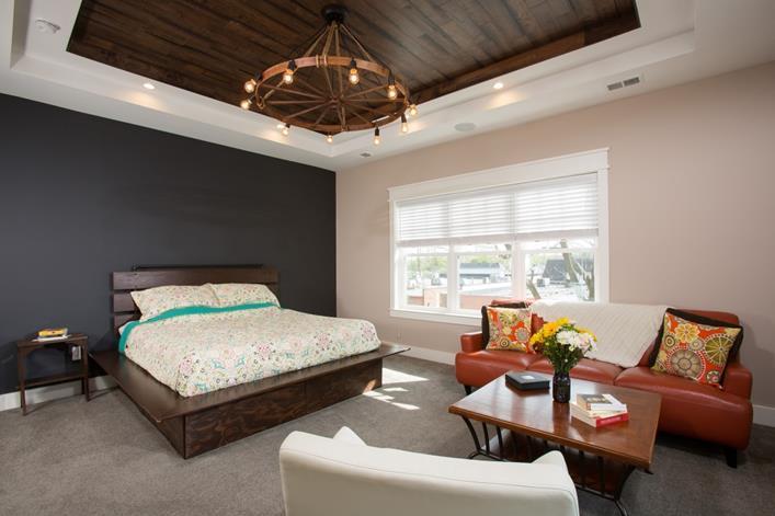 The craftsman-style master suite brings harmonizing simplistic