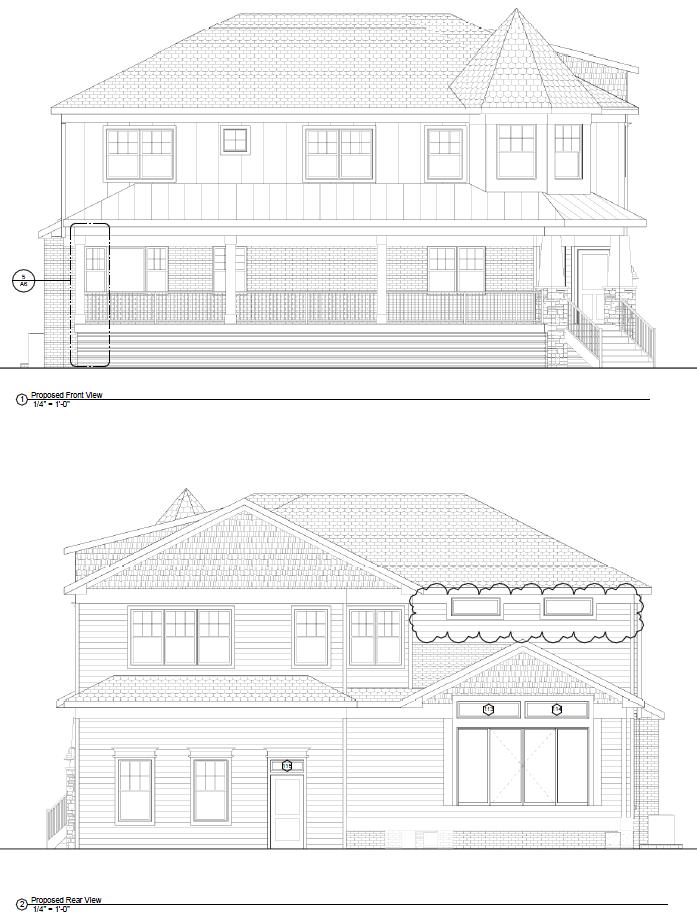 Front and Rear View Plan Our clients did not want a cookie cutter exterior which challenged our design team to come up with different types of materials, styles, contours and textures.