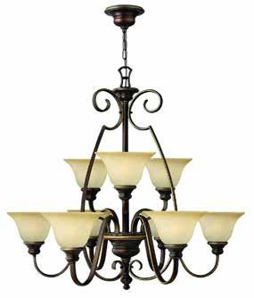 Cello Collection (4568AT) 9-Light Up Chandelier in Antique Bronze Finish with Vintage Faux Alabaster Glass.
