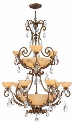 Meridian Collection (3878BN) 9-Light Up Chandelier in Brushed