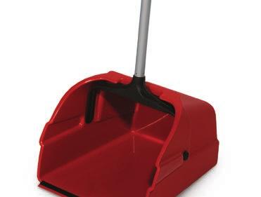 8 lbs made in usa Lobby Dustpan w/ Lid, Wheels & Broom Clip Molded from light and durable polypropylene with metal handle, swivel cap and a lid to conceal debris in the pan.