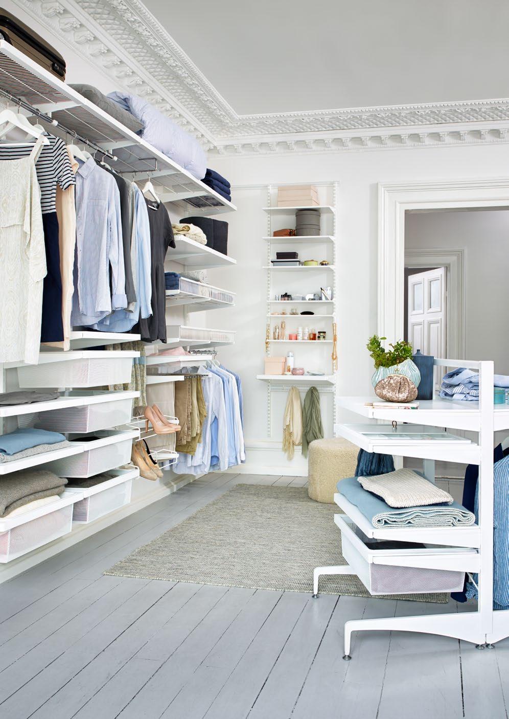 Use both walls and floor when creating your walk-in closet.