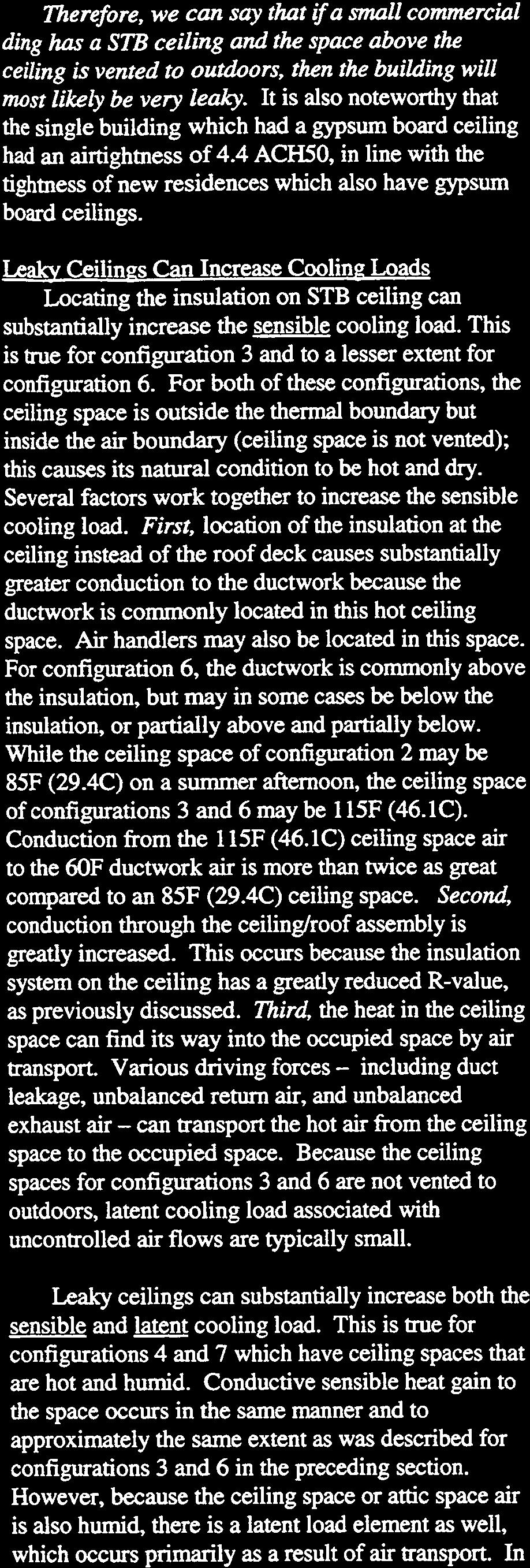 Therefore, we can say that ifa small commercial ding has a STB ceiling and the space above the ceiling is vented to outdoors, then the building will most likely be very leaky.