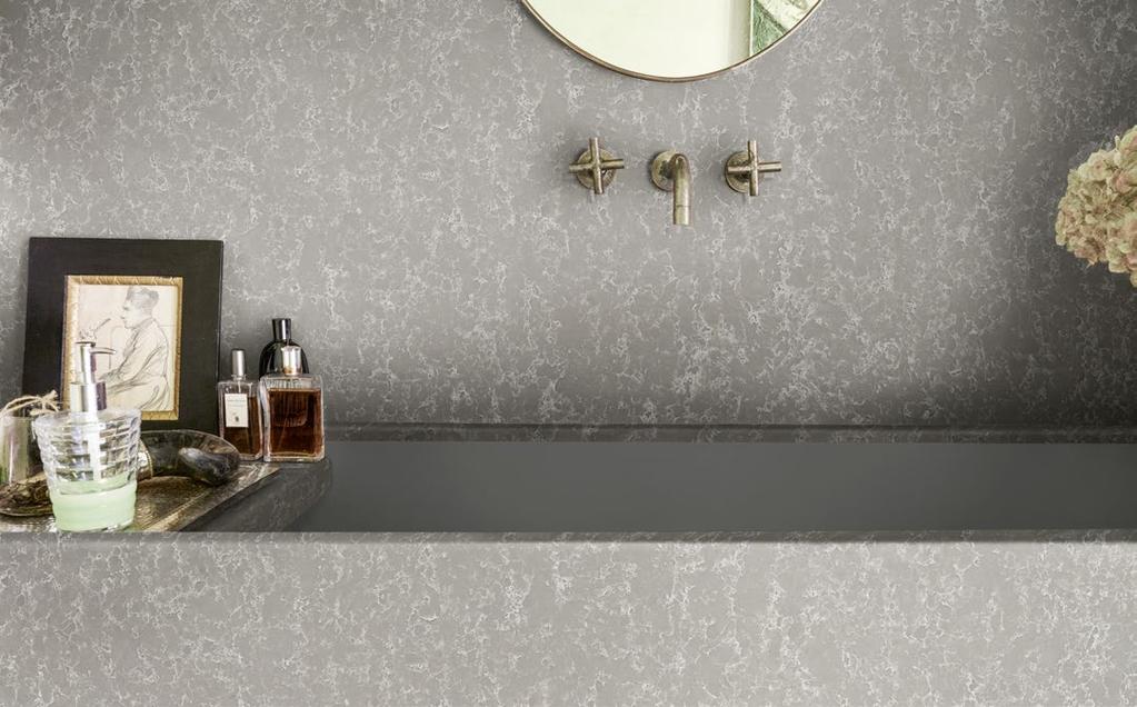Dramatic veining is well suited to statement making environments, whether a vertical installation or horizontal, and the quiet layering of pattern and color is ideal for creating a sanctuary of