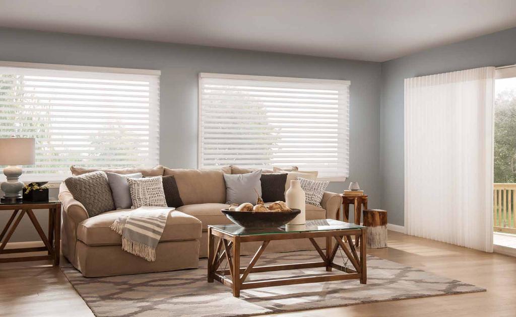 // WINDOW & VERTICAL SHADINGS SOPHISTICATED SIMPLICITY With cool confidence, Window Shadings keep those clean lines uncluttered, whether for a wide window or tall door.