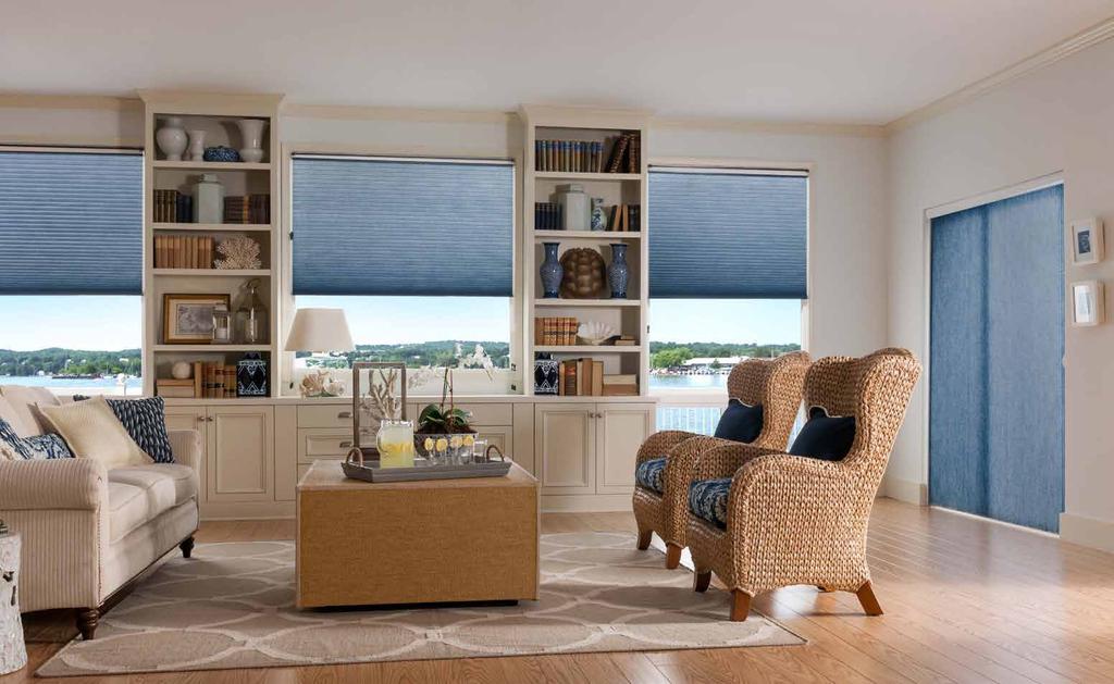 // HONEYCOMB SHADES EASY ELEGANCE Design Tip Choosing a single accent color like blue turns chaos to calm. We know you have choices, and so do we.