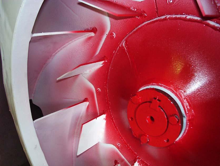 Erosion and Wear Studies Using Paint Injection Method In order to ensure the success of the fan rotor design from the standpoint of erosion and wear, flow visualization studies were also conducted to