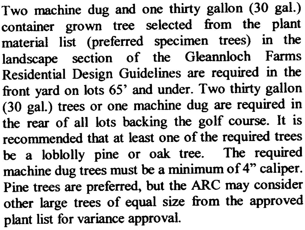 LANDSCAPE Minimum Residential Landscaping Requirements. Patio Horne Lots TREES: '.' otj 1"PE o...r:(.cj.) L,..',-."..)- Two machine dug and one thirty gallon (30 gal.