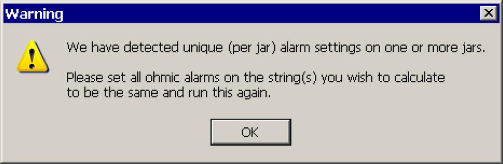 All alarm settings within a string must be the same value. Check for anomalies Finally, the system will check for any jar readings that deviate from the string average.