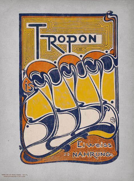 Artist: Henry van de Velde Title: Tropon Medium: Color lithograph Size: 12 ¼ X 8" (31 X 20 cm) Date: 1898 Source/ Museum: Fine Arts Museums of San Francisco.