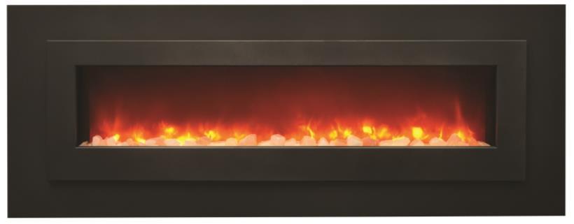 LINEAR SERIES Heater & Fan Stunning 'Gradient' Flame Hard wire ready Black steel surround 4 stage front and 4 stage internal back lighting Latest LED light technology Maintains a constant temperature