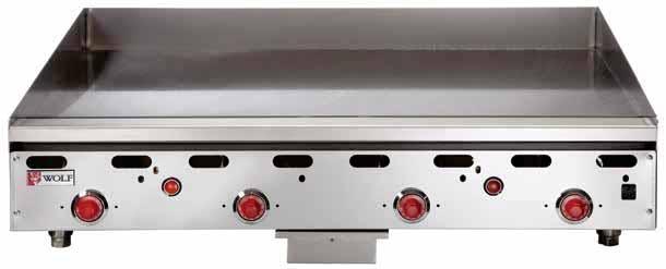 GRIDDLES & CHARBROILERS HEAVY DUTY GAS GRIDDLES ASA SERIES Standard Features: 27,000 BTUs per 12" section, U-shaped steel burners 1" thick steel plate, 24" deep (also available in 30" deep contact