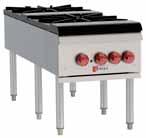 GRIDDLES & CHARBROILERS STOCK POT RANGES WSPR SERIES Standard Features: 2 high-powered 55,000 BTU/hr ring-type burners* in each section 110,000 BTU/hr input per section** Standing pilot ignition with