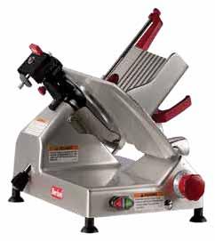 SLICERS ENTRY SLICERS 800E-PLUS SERIES Standard Features: CETL Listed, NSF #8 Certified Slice thickness up to 9 16" Built-in, top-mounted, 2 stone sharpener Permanent, tapered ring guard Disassemble