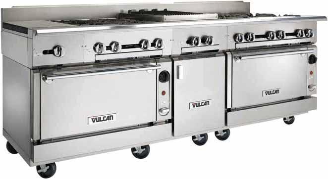 HEAVY DUTY COOKING Vulcan Ranges, Gas and Electric HEAVY DUTY GAS RANGES V SERIES V Series Standard Features: Stainless steel front, front-top ledge, crumb tray, base and stub back 1¼" front gas