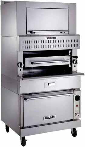 HEAVY DUTY COOKING MATCHED UPRIGHT BROILERS Standard Features: Stainless steel front, sides, base and finishing oven Spring balanced, 5 position grid (4) 25,000 BTU/hr infrared burners on IR broiler