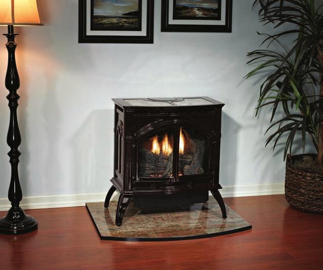 Empire Vent-Free Cast Iron Stoves Empire Medium Vent-Free Cast Iron Stove in Porcelain Mahogany on Floor Pad (Not Required) Empire Small Vent-Free Cast Iron
