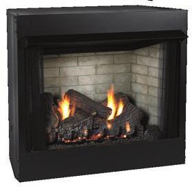 Breckenridge 36 Vent-Free Premium Firebox with Mission Louvers and Outer Trim in Hammered Pewter with a Standard Mantel and Base in Oak The Select Firebox s low floor height allows installation at or