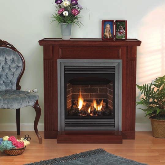 Vail Vent-Free Fireplaces Full-featured Fireplaces for Smaller Spaces The Vail 24 delivers the beauty of hand-painted ceramic fiber logs and Slope Glaze Burner to bring natural flickering flames to