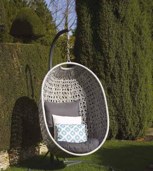 Wellow Single Cocoon Lightweight, all-weather wicker in dove grey shade.