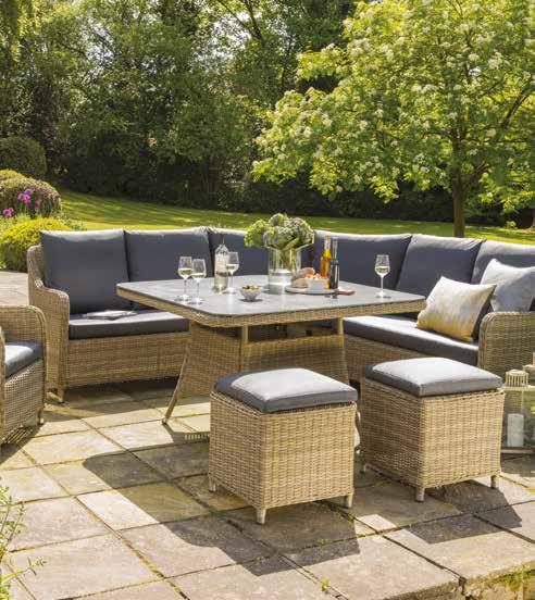 Queen Modular Set Spraystone top. Fully weatherproof cushion, quick drying and easy to wipe clean. Cushion cover can be removed for washing.