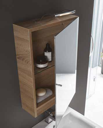 The compact 450mm washbasin maximises storage with a soft close door instead of a