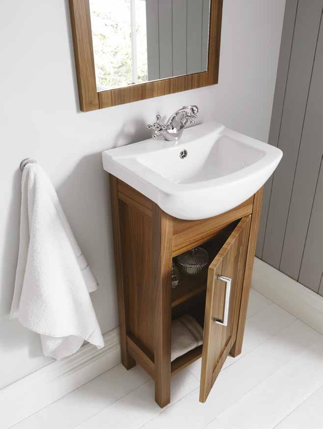 SENDAI FINISHES & CODES EFFICIENT SPACE PLANNING The Sendai 450 Vanity & Basin is a compact and space-saving freestanding unit.