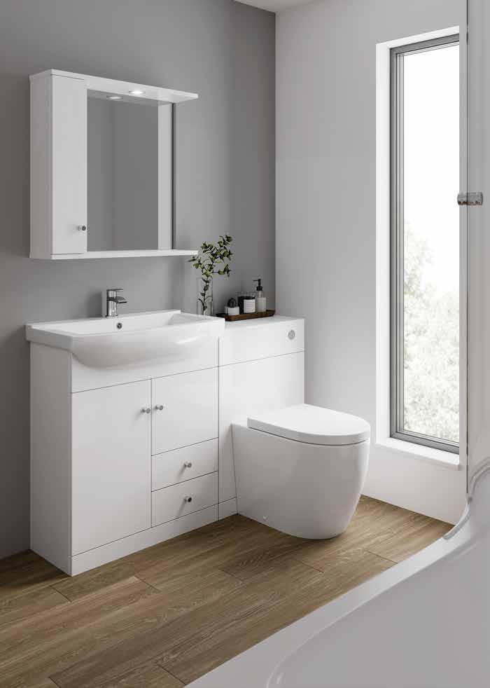 STYLISH SIMPLICITY Simple styling, the beautifully designed 750 vanity and complementary mirror with
