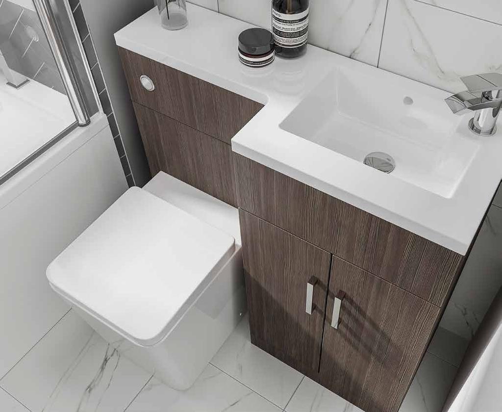 FEATURES Combines a WC and Vanity with one piece solid surface basin and top Available in a number of finishes Modern, space-saving design Manufactured in the UK P SHAPE & STRAIGHT COLOURS WHITE