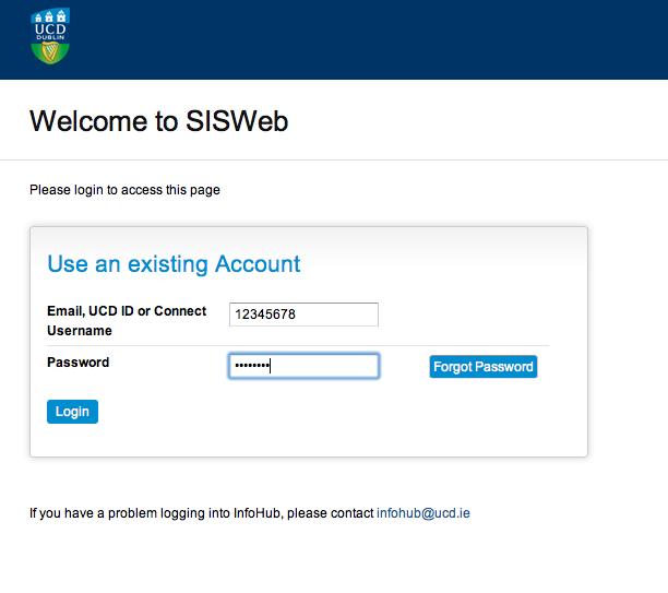 Log into your SISweb Portal account using your UCD ID