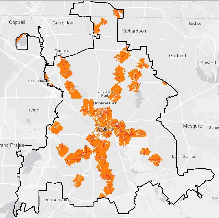 Layer 3: Identify areas of Dallas to