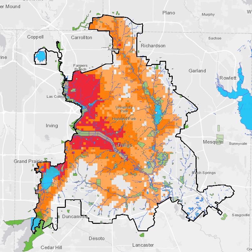 Layer 1: Identify areas of Dallas with high incidents of Urban Heat Island Ambient Air