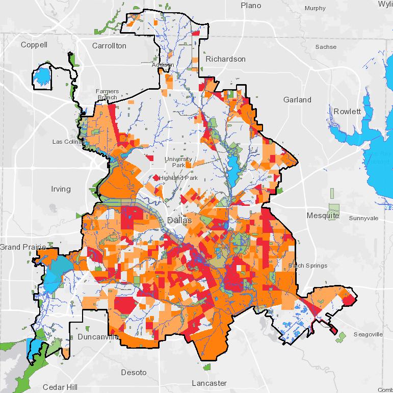 Layer 1: Identify areas of Dallas with high incidents of Low Income