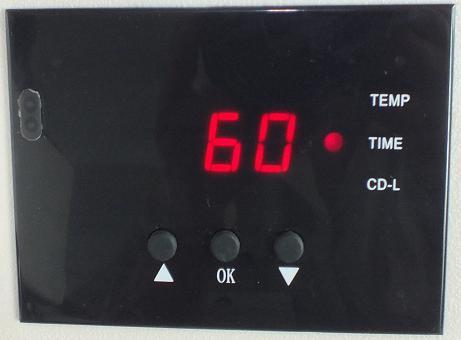 Press button after time setting; the display shows the temperature starts to rise.